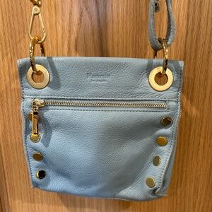 Hammitt Tony Light Blue Crossbody Bag with Gold Details